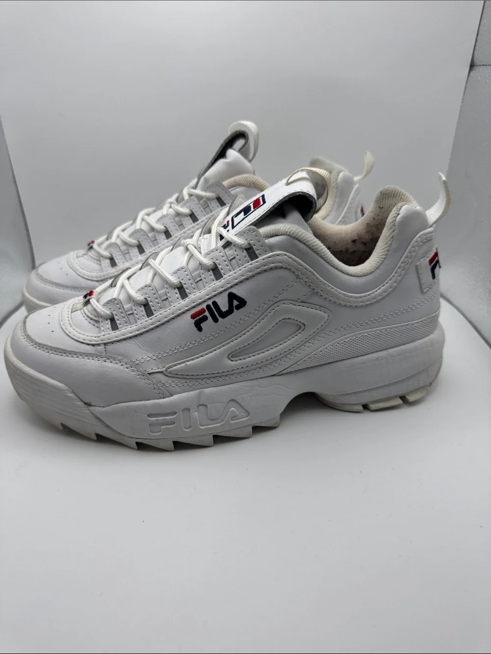 Fila Shoes Mens 9 Disruptor II Sneaker White Lace Up Low Top Comfort